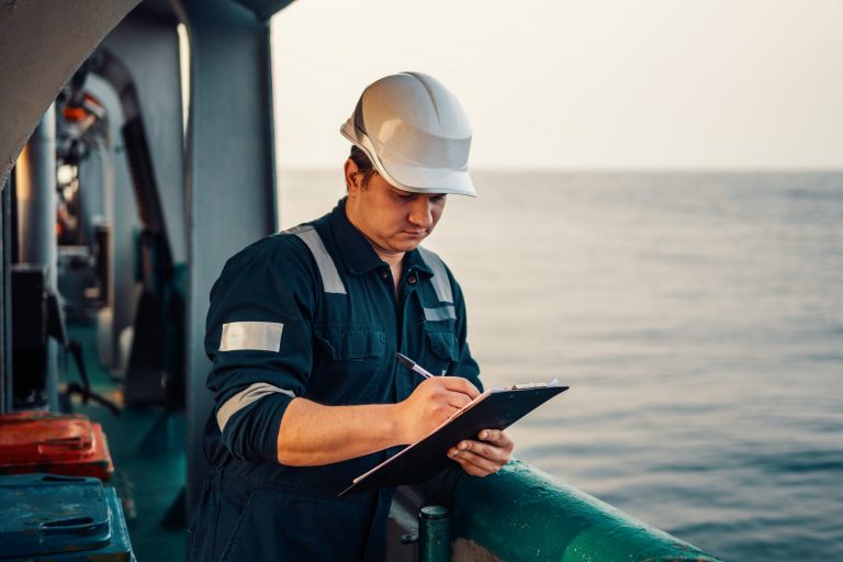 Marine Deck Officer or Chief mate on deck of offshore vessel or ship